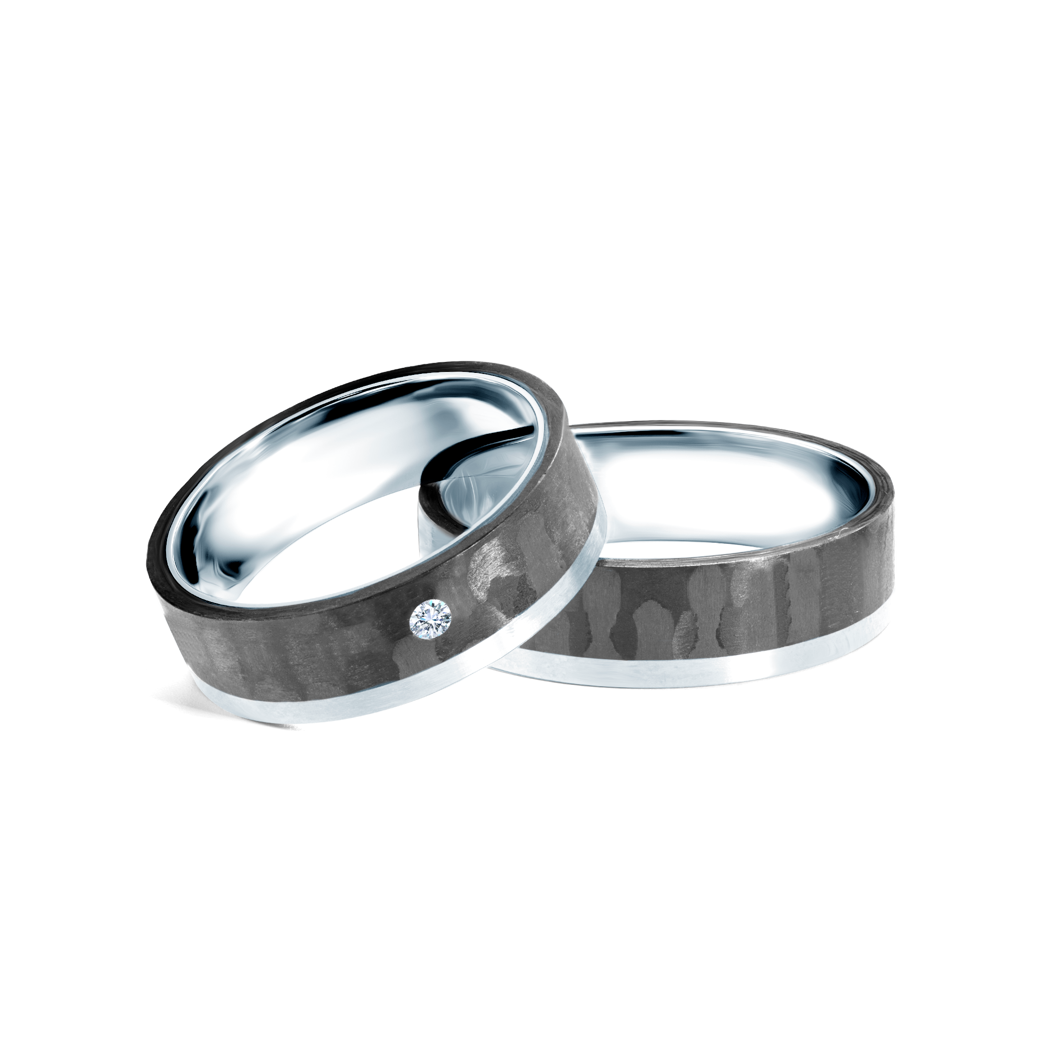 Eheringe: Carbon, Titan, Flach, 6 mm