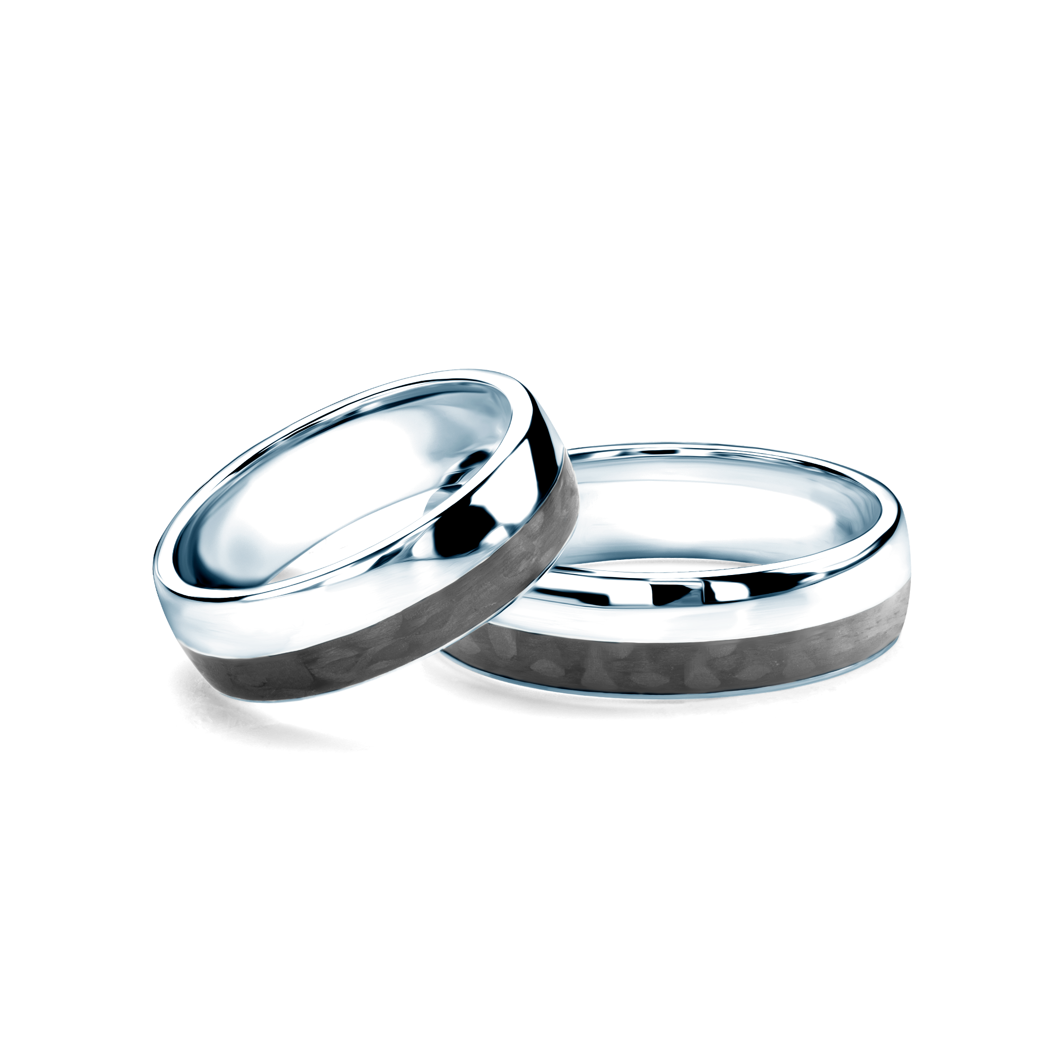 Vjenčano prstenje: karbonska vlakna, srebro, poluokruglo, 6 mm