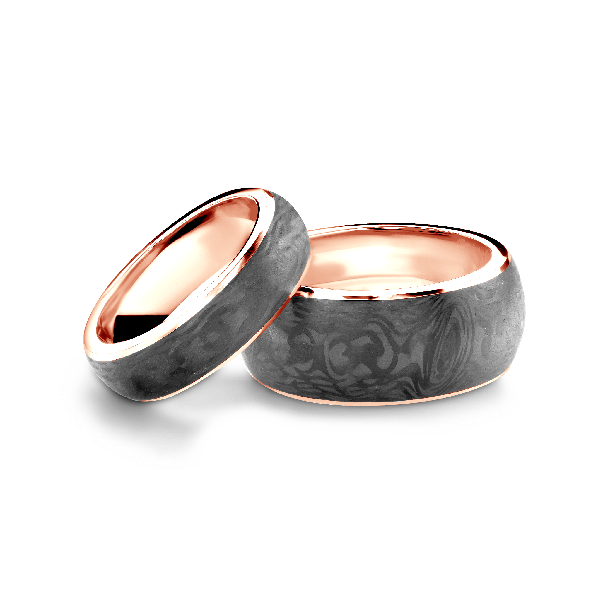 Vjenčano prstenje: karbonska vlakna, ružičasto zlato, plosnato, 6 mm i 10 mm