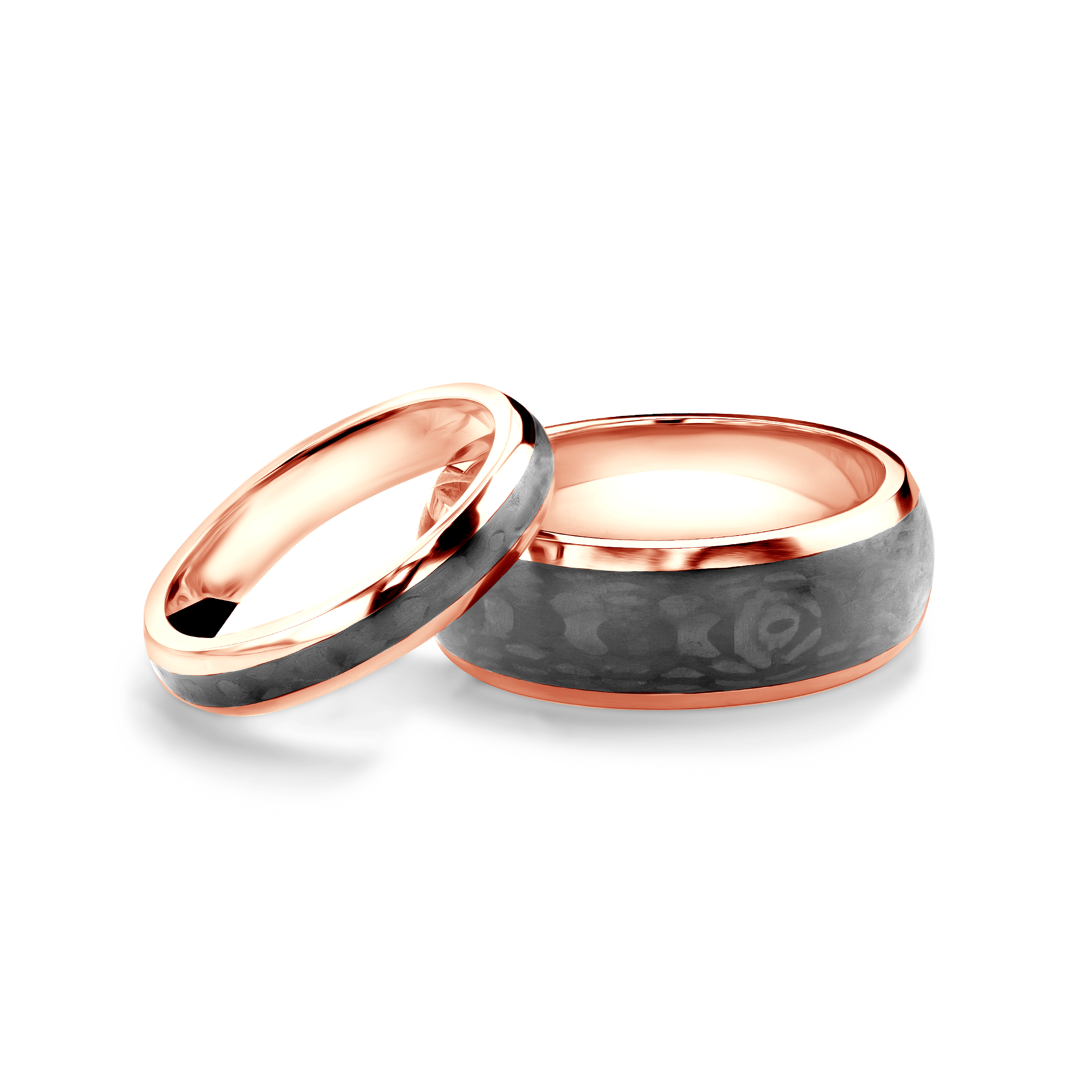 Vjenčano prstenje: karbonska vlakna, ružičasto zlato, plosnato, 4 mm i 8 mm