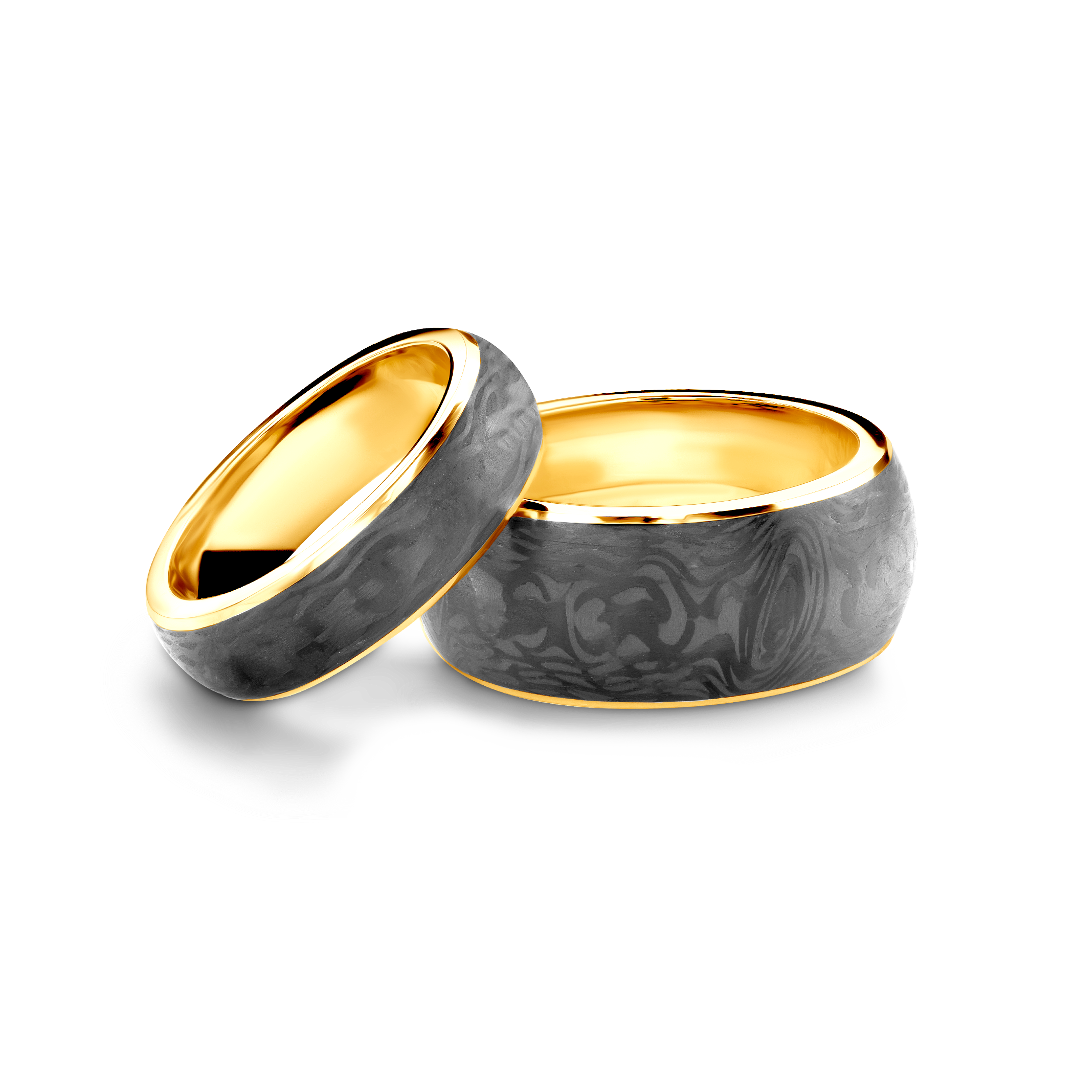 Βέρες Γάμου: άνθρακας, χρυσός, επίπεδη αυλή, 6 mm και 10 mm