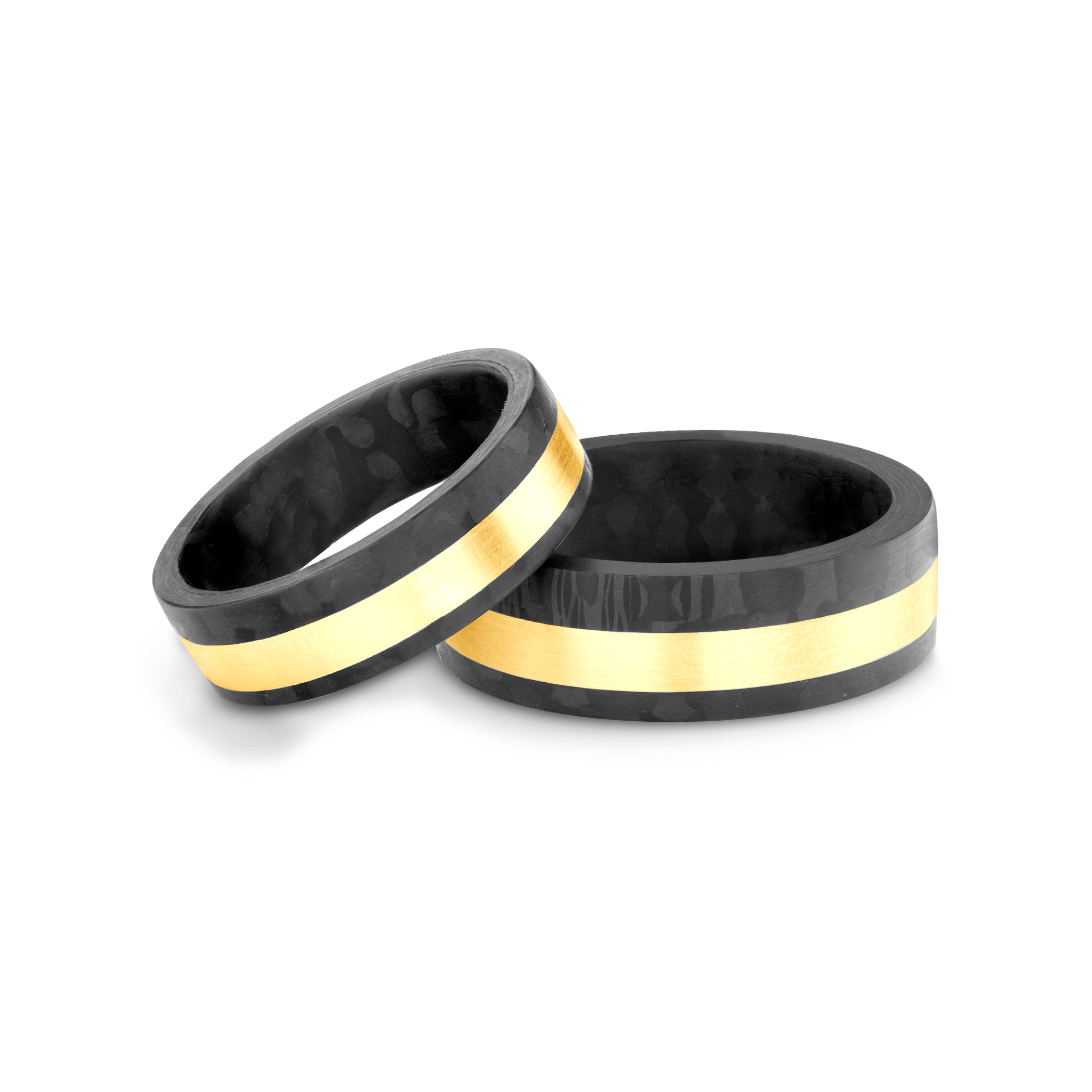 Βέρες Γάμου: ανθρακί, χρυσό, επίπεδες, 7 mm