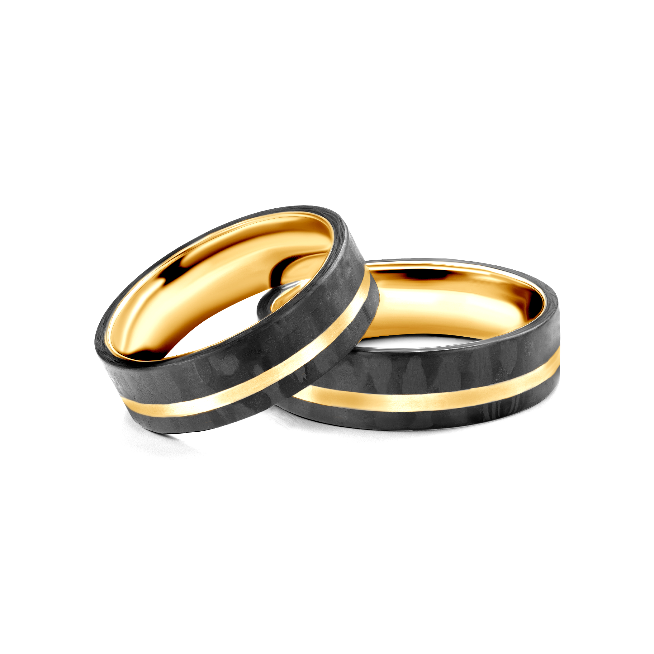 Eheringe: Carbon, Gold, Flach, 6 mm
