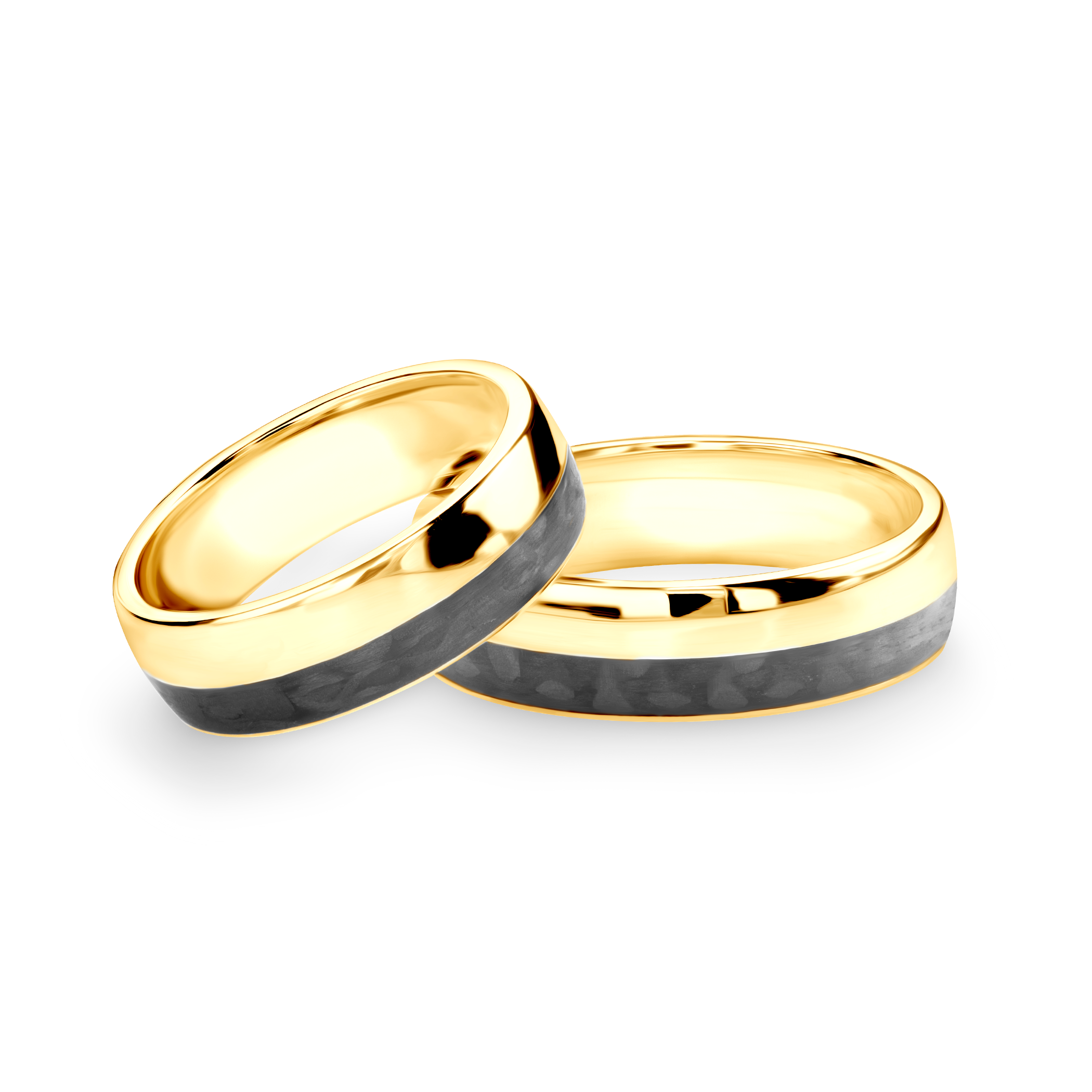 Βέρες γάμου: άνθρακας, χρυσός, επίπεδη αυλή, 6 mm
