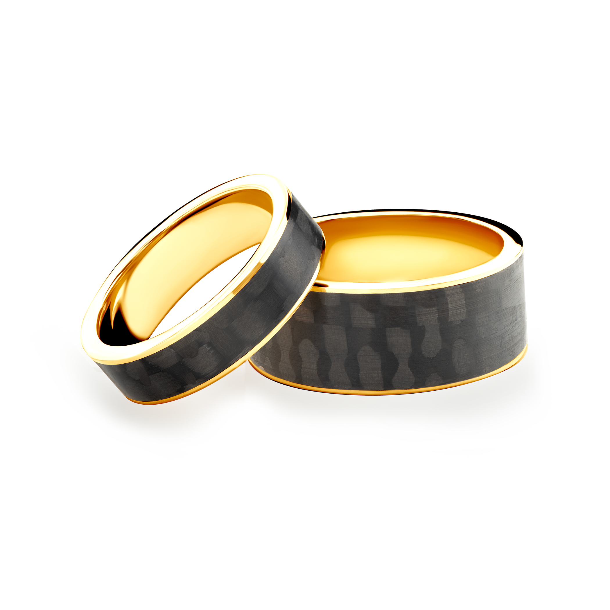 Βέρες Γάμου: άνθρακας, χρυσός, επίπεδες, 4 mm και 8 mm