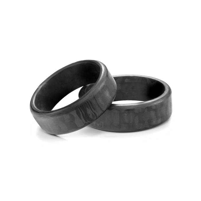 Esküvői karikagyűrűk: karbon, lapos és lekerekített, 7 mm