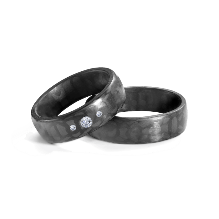 Esküvői karikagyűrűk: karbon, félkör, 6 mm