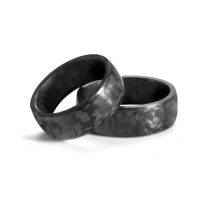 Esküvői karikagyűrűk: karbon, félkör, 7 mm