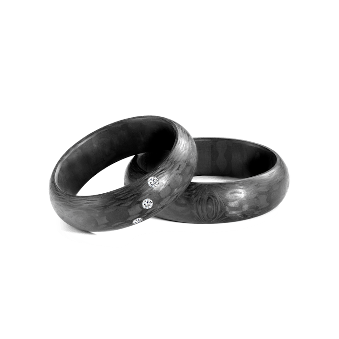 Esküvői karikagyűrűk: karbon, félkör, 6 mm