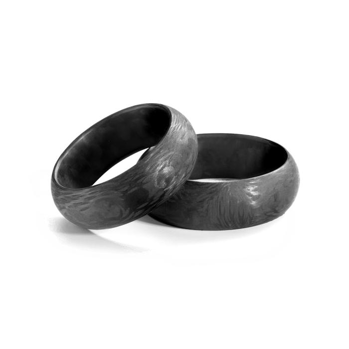 Esküvői karikagyűrűk: karbon, félkör, 7 mm