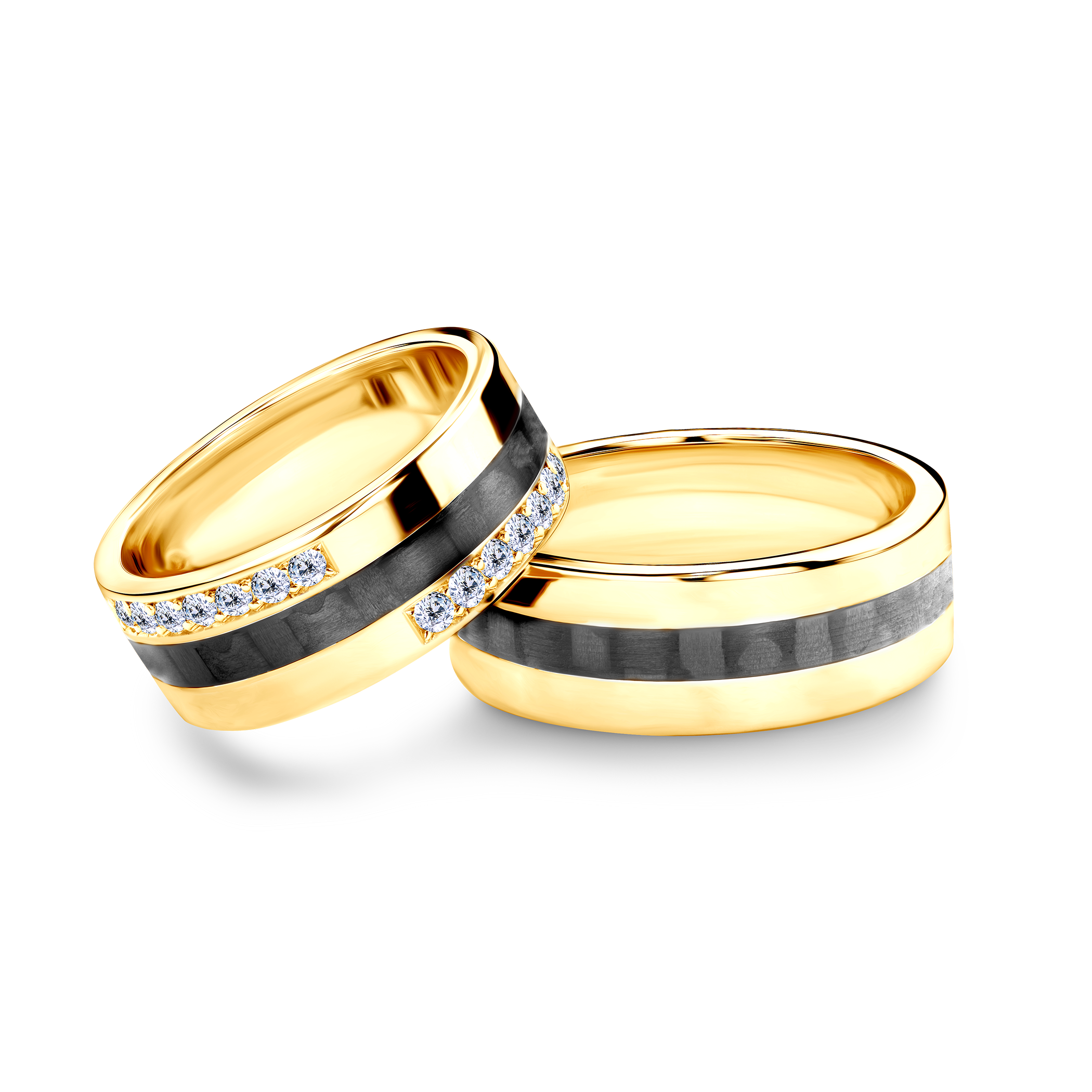 Eheringe: Carbon, Gold, Flach, 7,5 mm