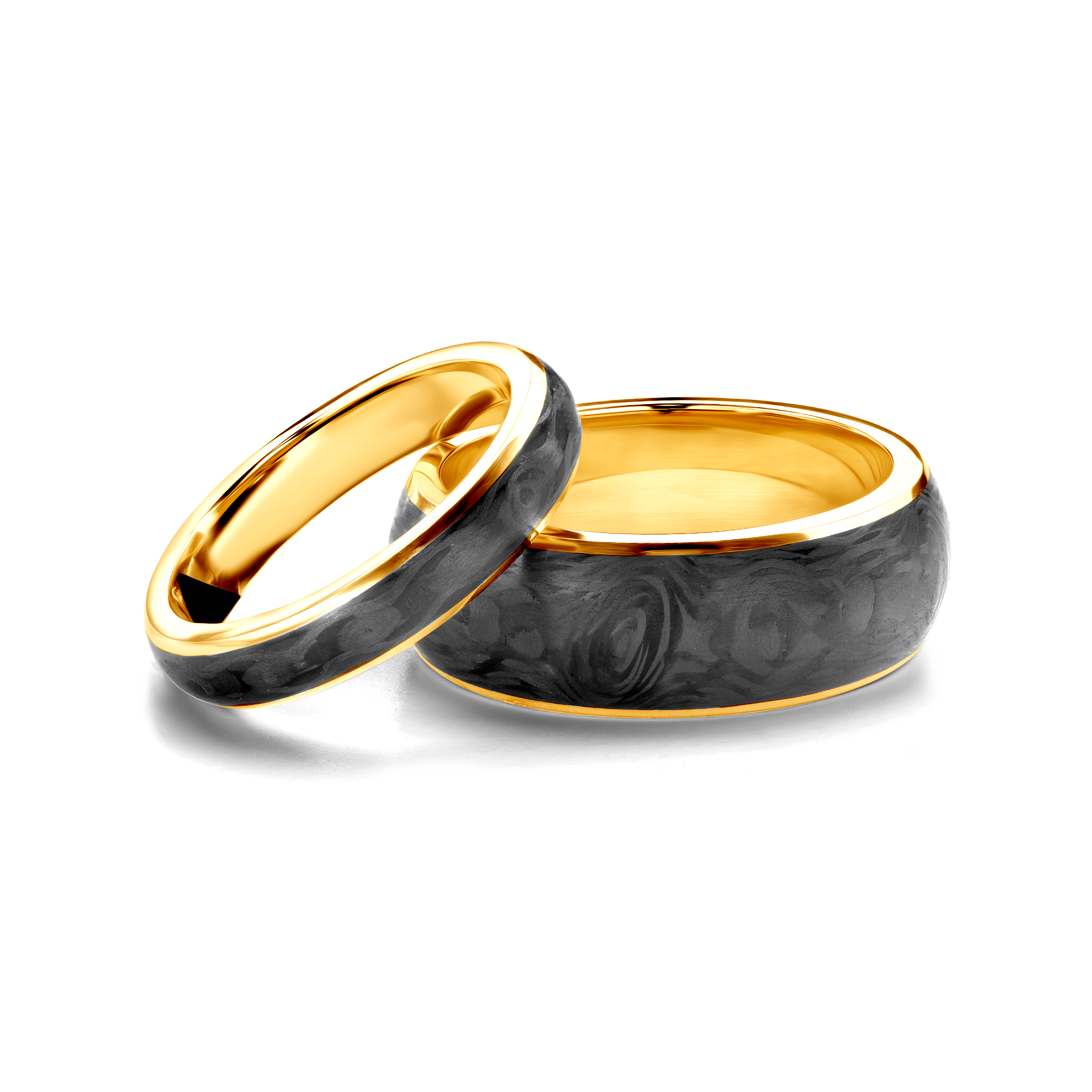Βέρες Γάμου: άνθρακας, χρυσός, επίπεδη αυλή, 4 mm και 8 mm