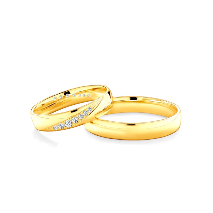 Esküvői karikagyűrűk: arany, félkarika, 4 mm