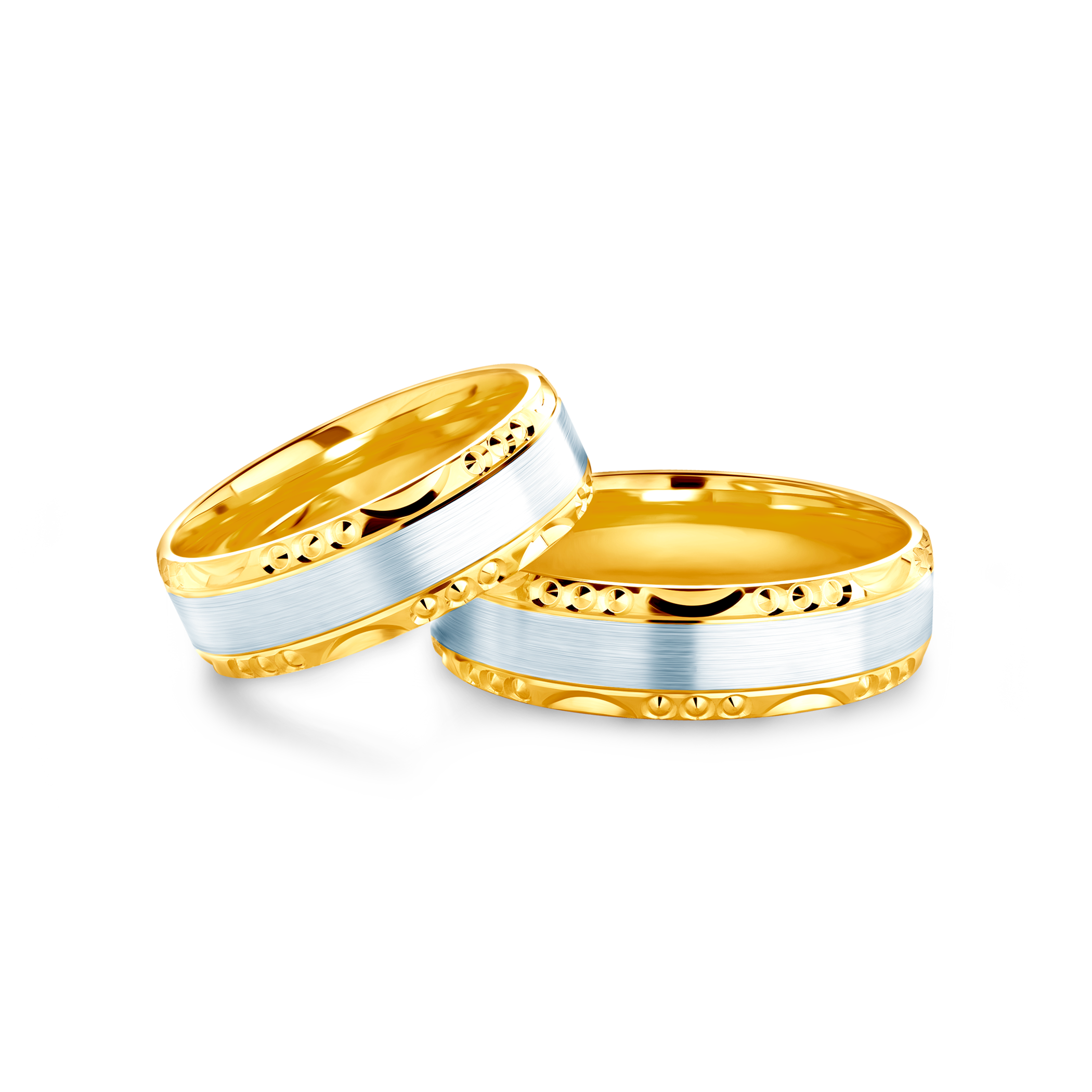 Весільні обручки: двоколірне золото, напівкруглі, 6 мм