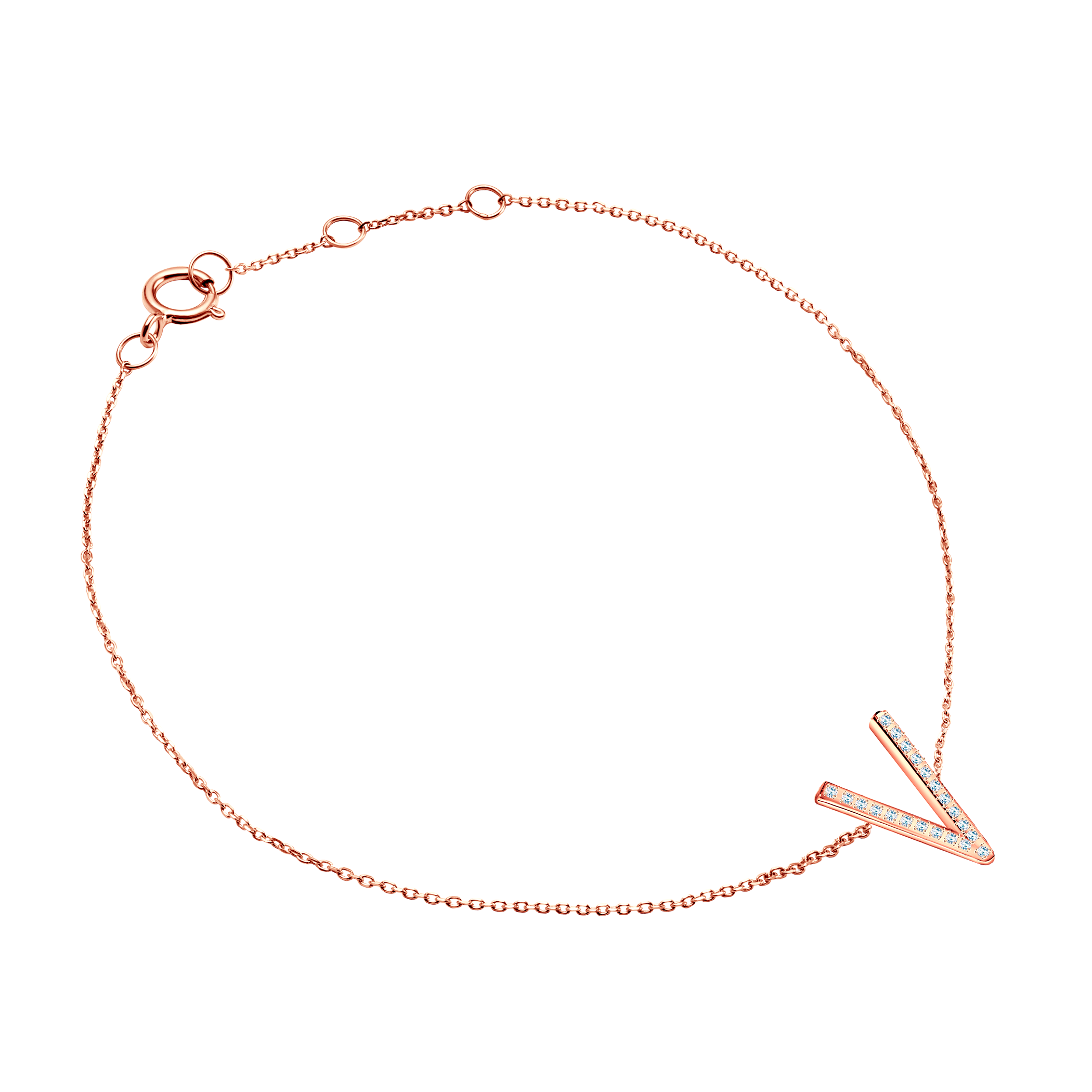 Armband Buchstabe V SAVICKI: Roségold, Diamanten