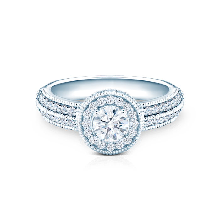 SAVICKI eljegyzési gyűrű: fehérarany fehér zafírral és gyémántokkal