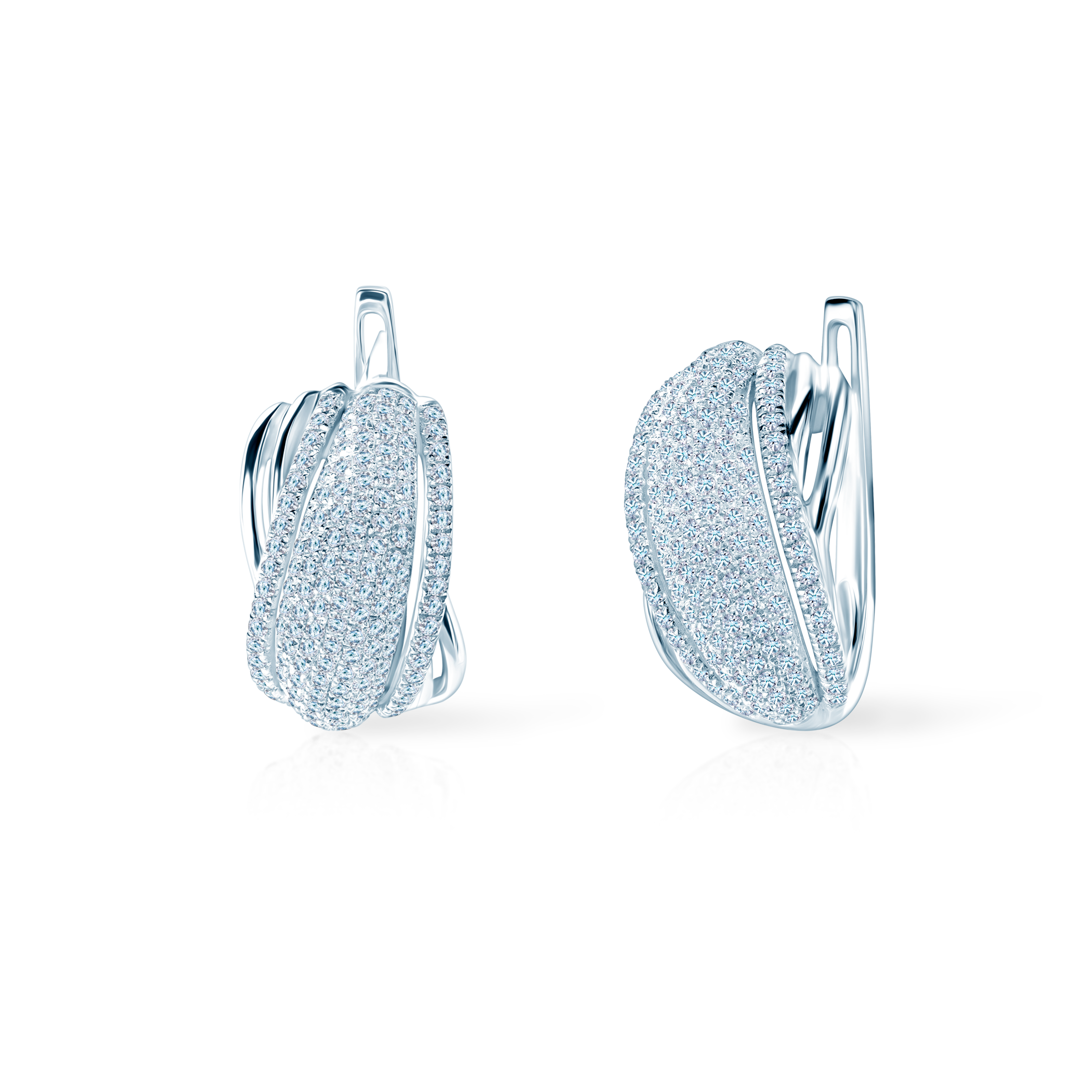 Обеци: бяло злато. диаманти