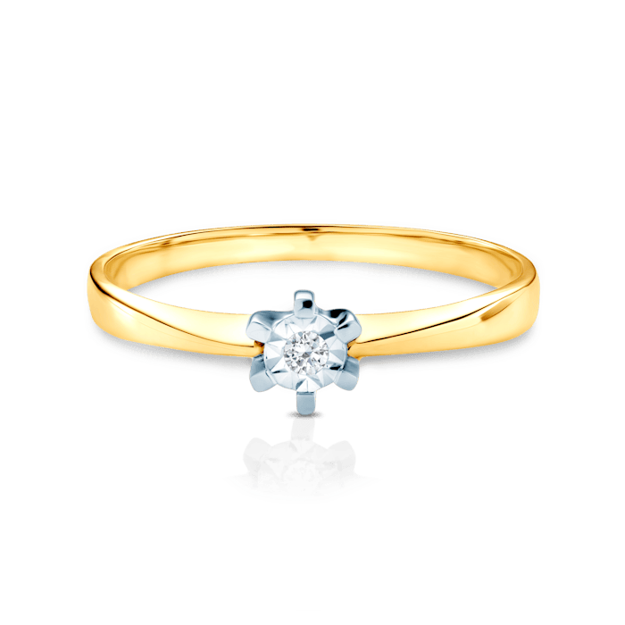 Inel de logodnă SAVICKI: aur bicolor, diamant