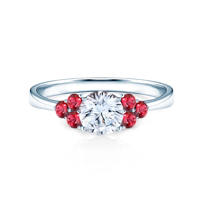 Fairytale Collection | Side-Stone Engagement Ring: white gold, white sapphire