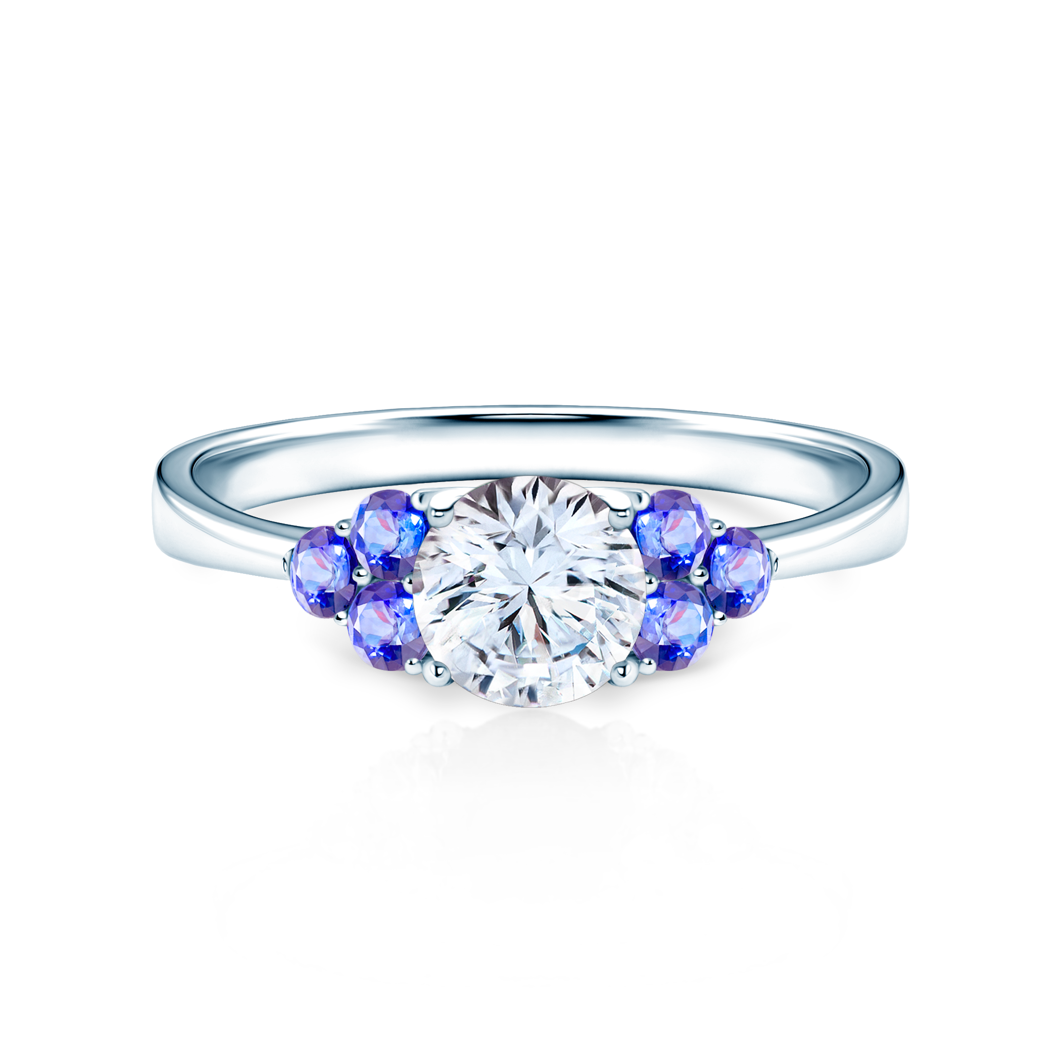 Verlobungsring Fairytale: Weißgold, Weißer Saphir