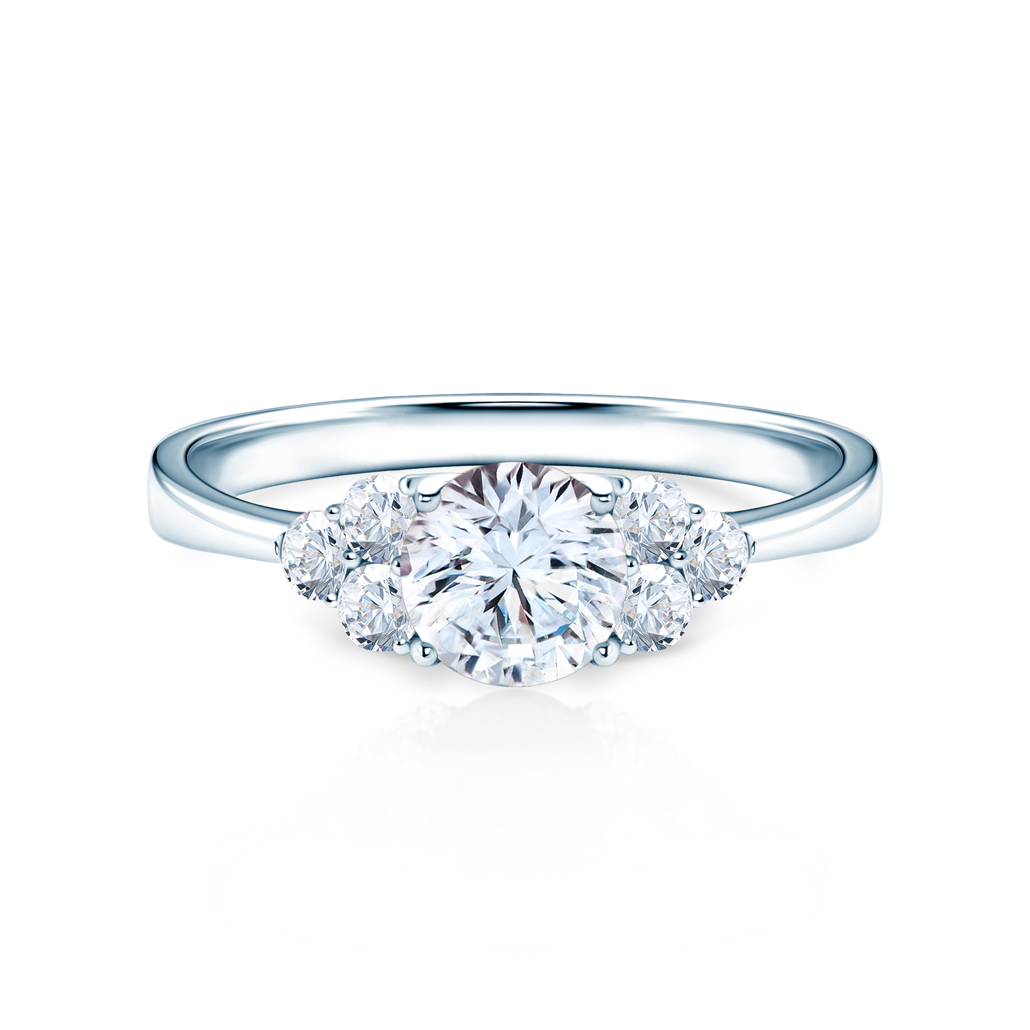 Fairytale Collection | Side-Stone Engagement Ring: white gold, white sapphire