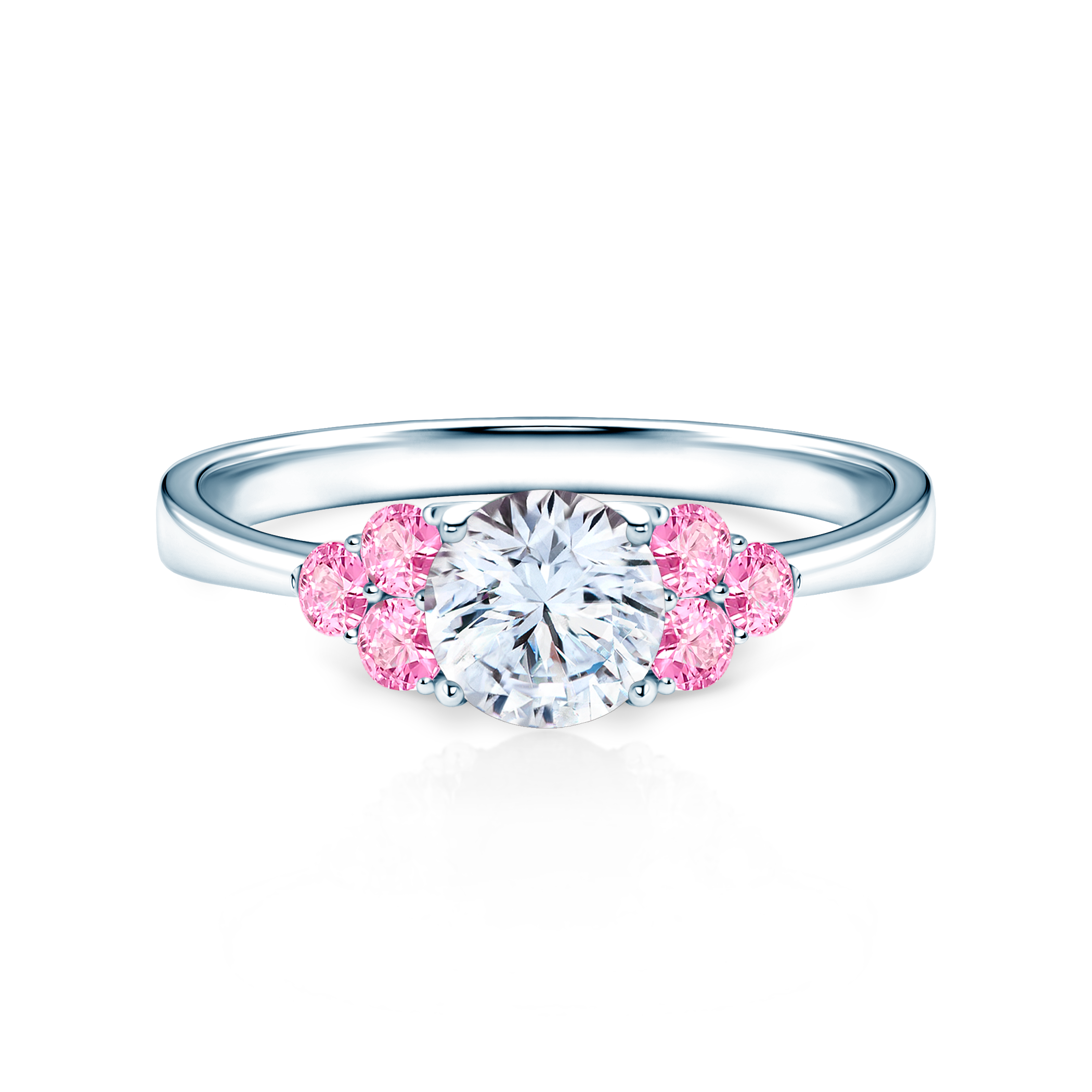 Fairytale Collection | Side-Stone Engagement Ring: white gold, white sapphire