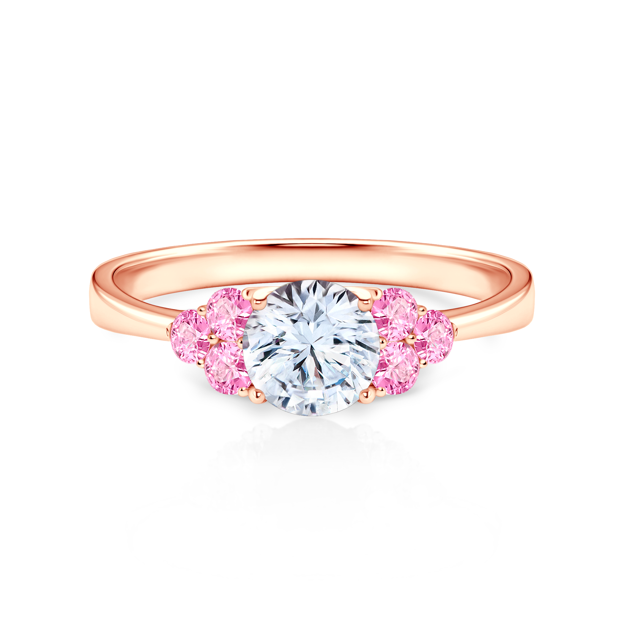 Fairytale Collection | Side-Stone Engagement Ring: rose gold, white sapphire