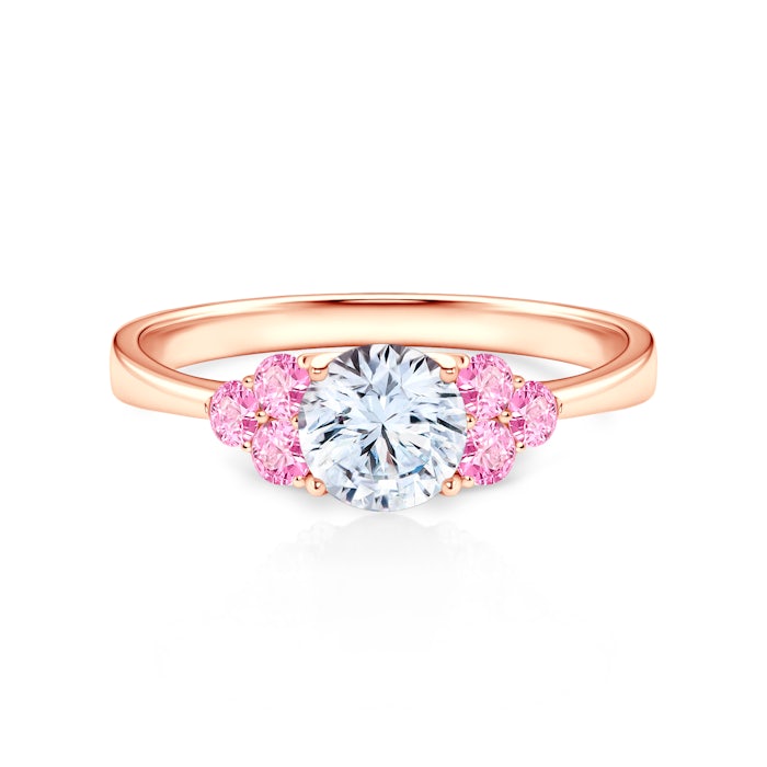 Inel de logodnă Fairytale: aur roz, safir alb