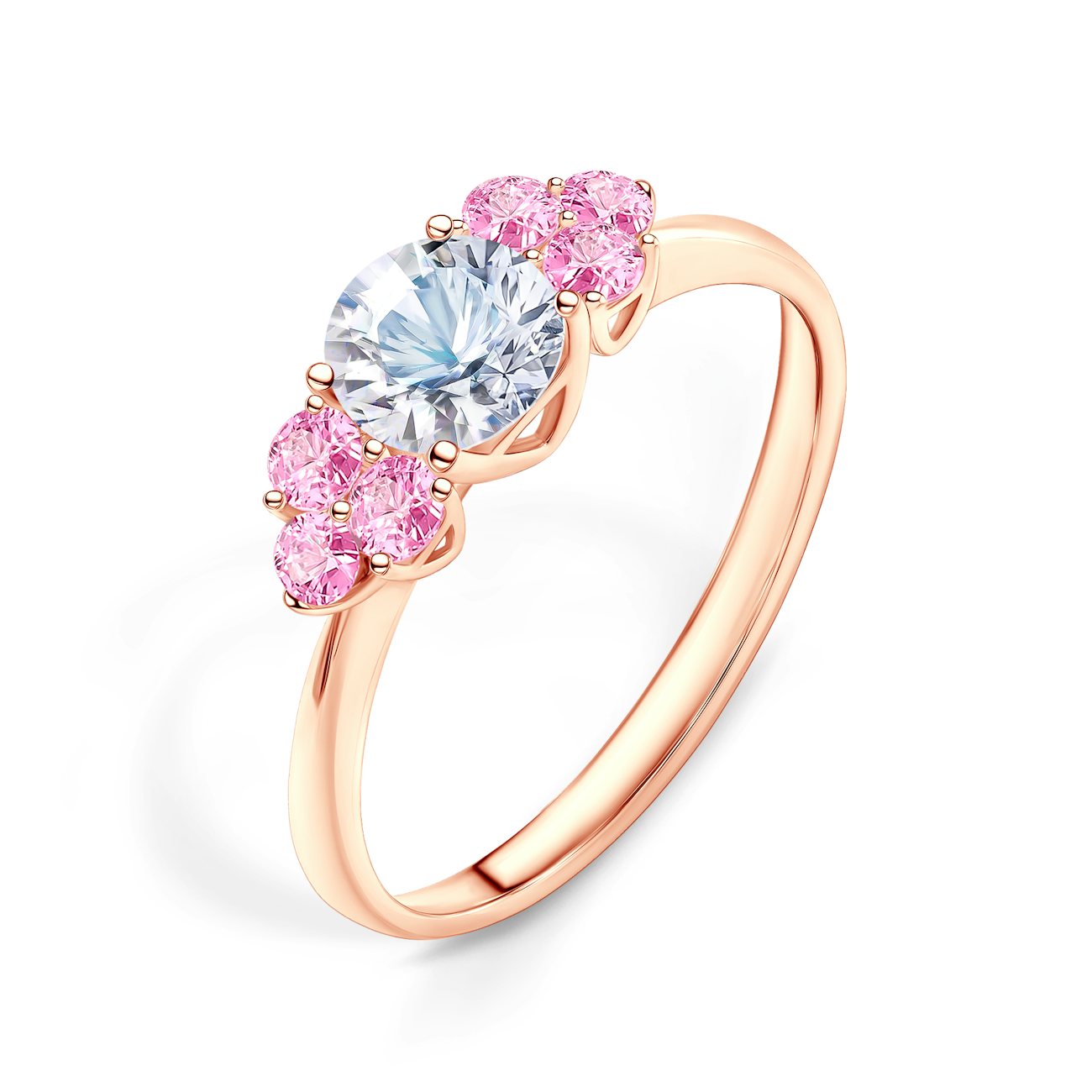 Fairytale eljegyzési gyűrű: rózsaarany fehér zafírral