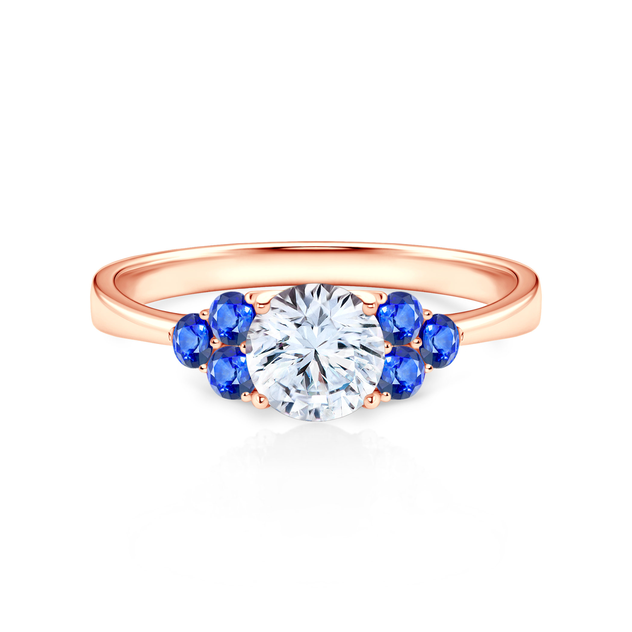 Fairytale Collection | Side-Stone Engagement Ring: rose gold, white sapphire