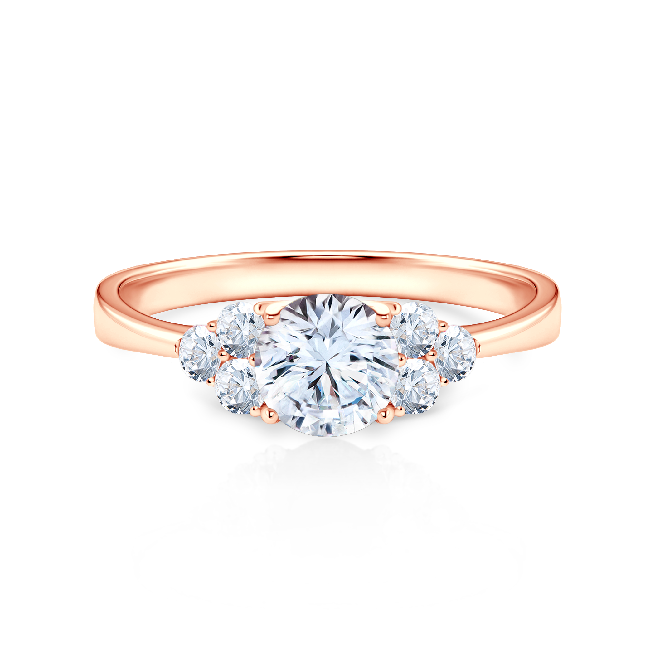 Fairytale Collection | Side-Stone Engagement Ring: rose gold, white sapphire
