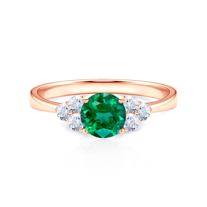 Inel de logodnă Fairytale: aur roz, smarald