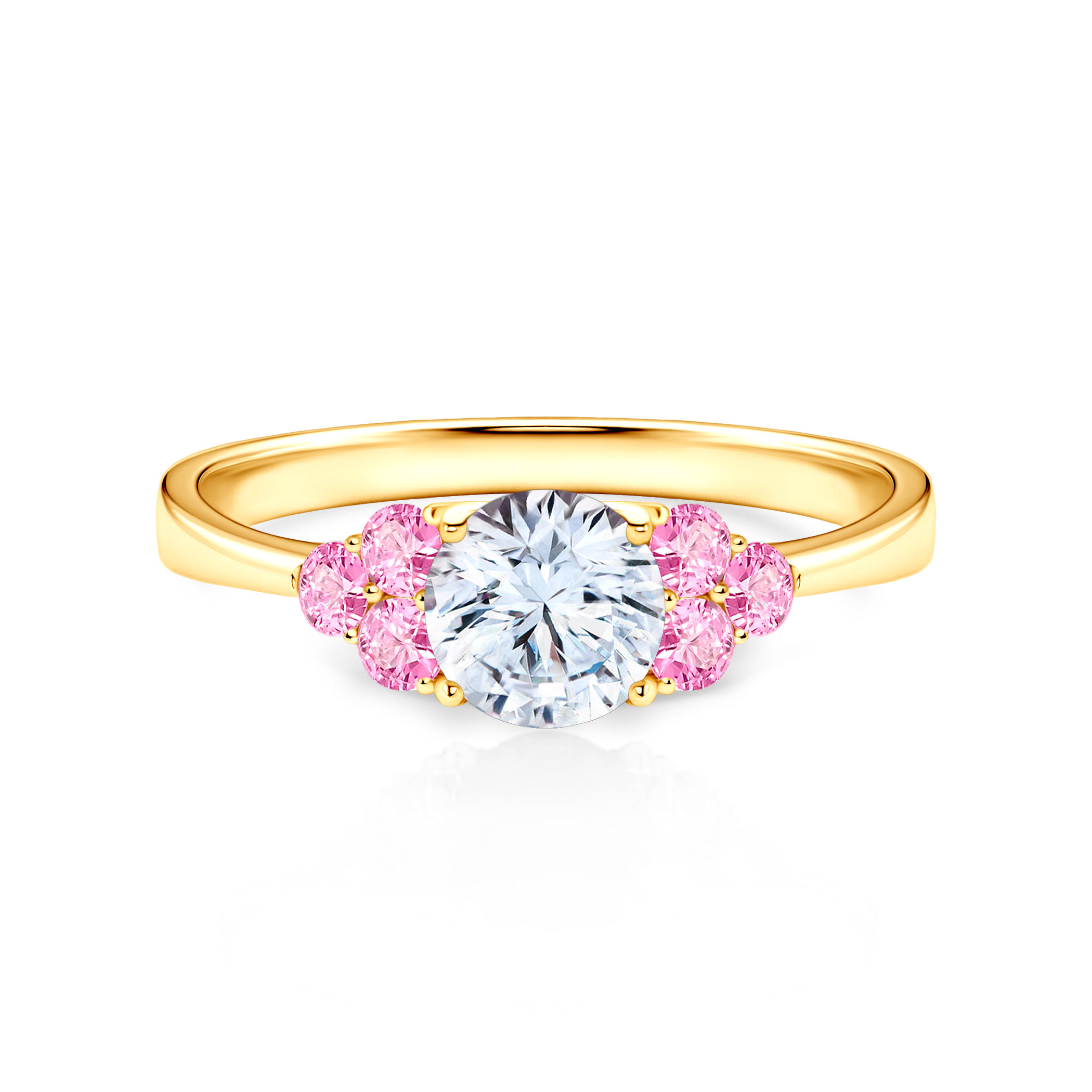 Fairytale Collection | Side-Stone Engagement Ring: gold, white sapphire