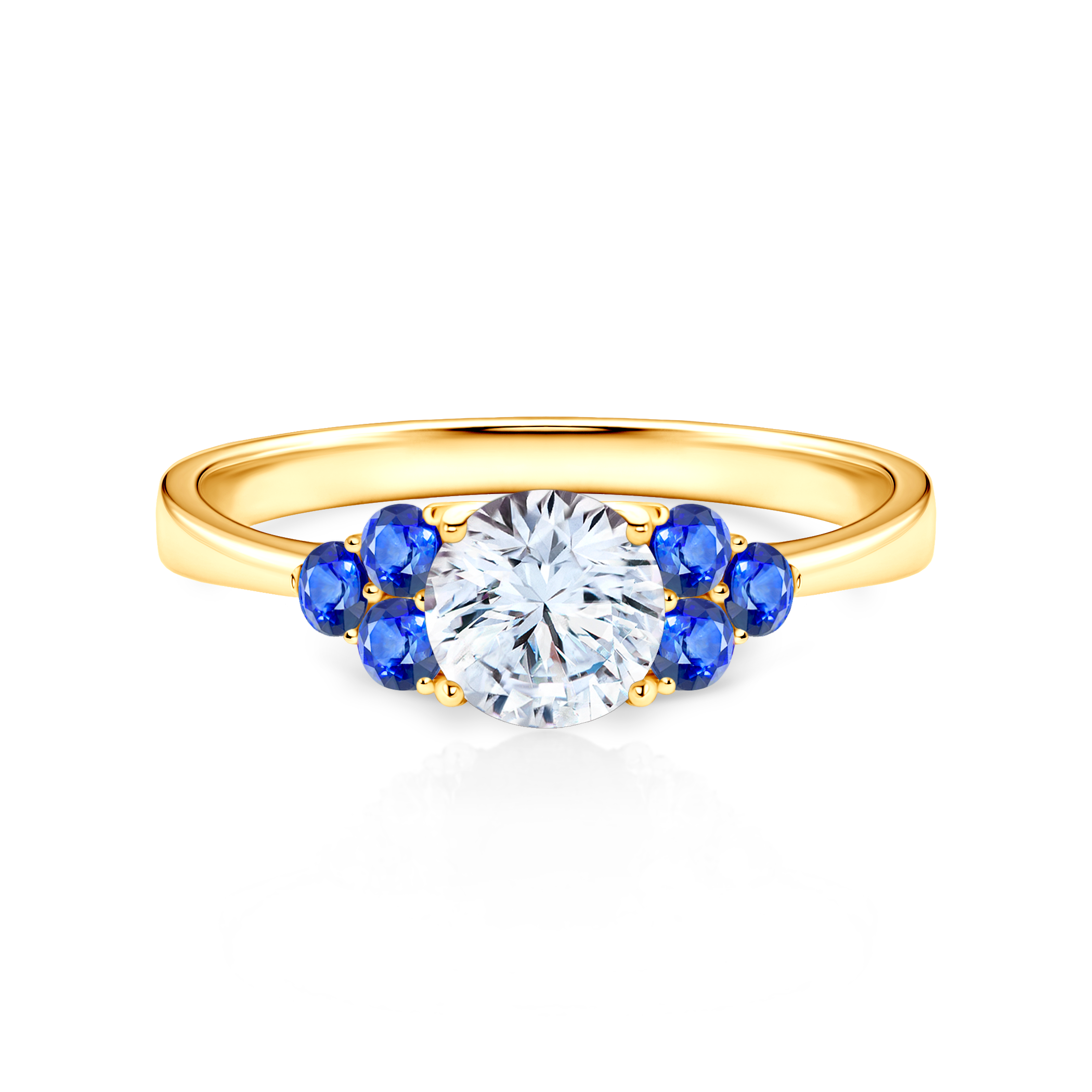 Fairytale Collection | Side-Stone Engagement Ring: gold, white sapphire