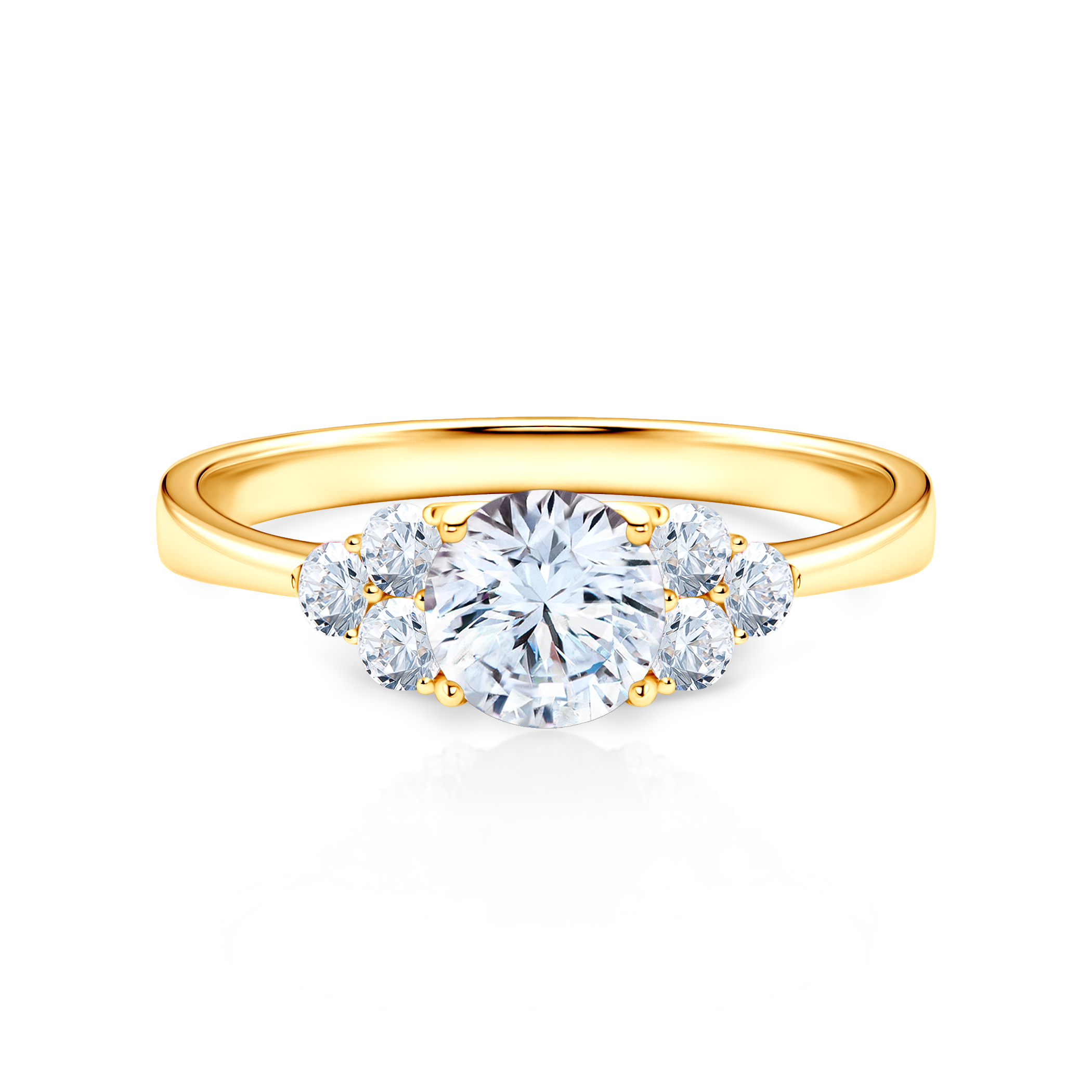 Fairytale Collection | Side-Stone Engagement Ring: gold, white sapphire