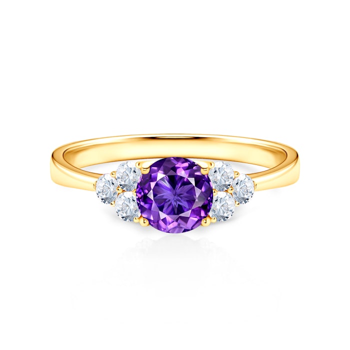 Fairytale Collection | Side-Stone Engagement Ring: gold, amethyst