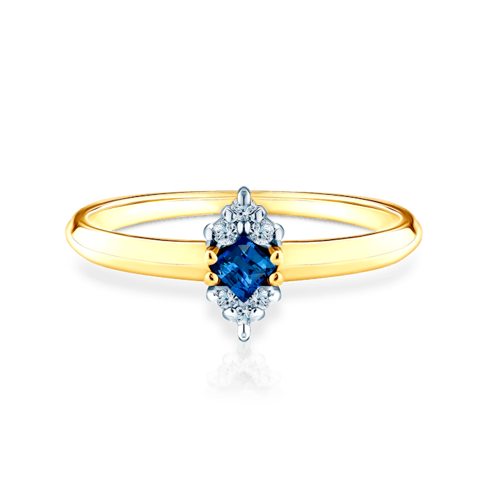 SAVICKI eljegyzési gyűrű: kétszínű arany kék zafírral és gyémántokkal