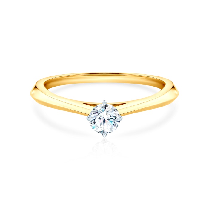 Inel de logodnă The Light: aur bicolor, cu diamant