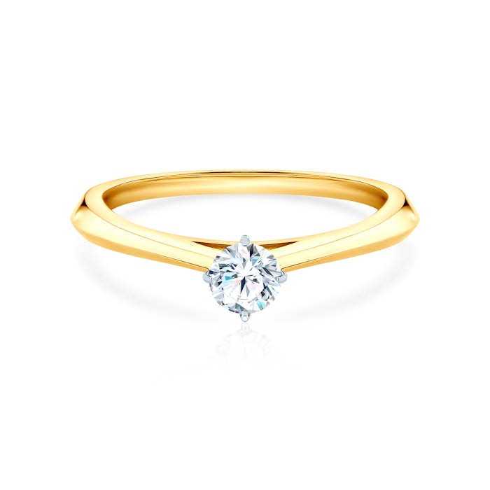 The Light Collection | Solitaire Engagement Ring: two color gold, diamond