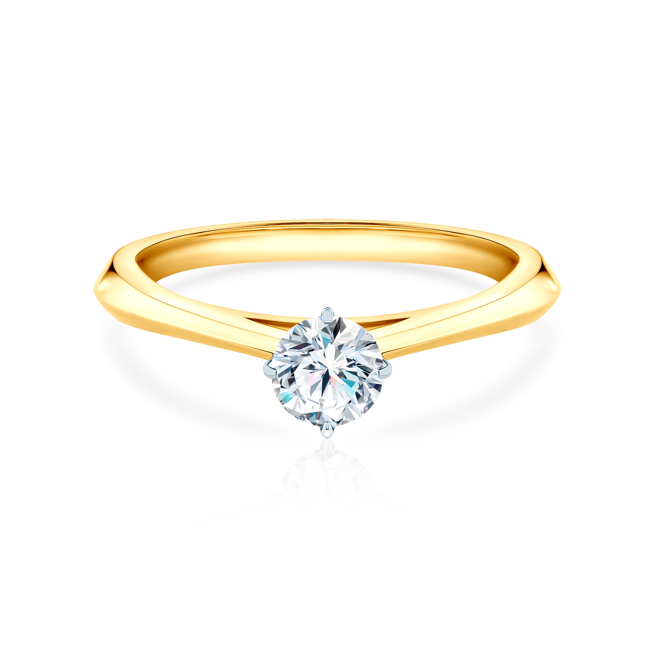 The Light Collection | Solitaire Engagement Ring: two color gold, diamond