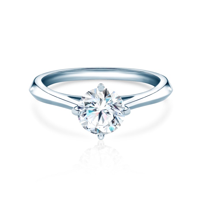 Inelul de logodnă Light: aur alb, diamant