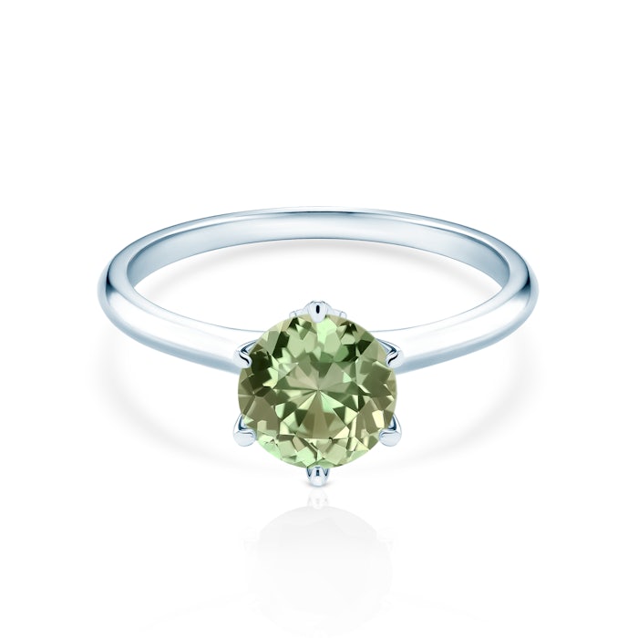 The Journey eljegyzési gyűrű: fehérarany zöld zafírral