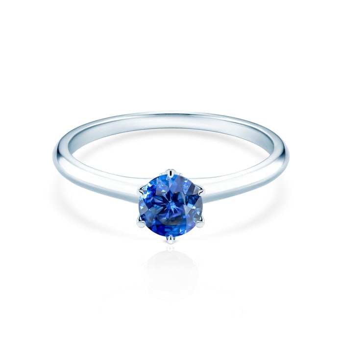 The Journey Collection | Solitaire Engagement Ring: white gold, blue sapphire