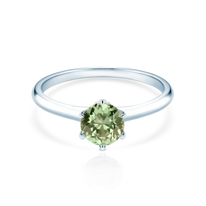 The Journey Collection | Solitaire Engagement Ring: white gold, green sapphire