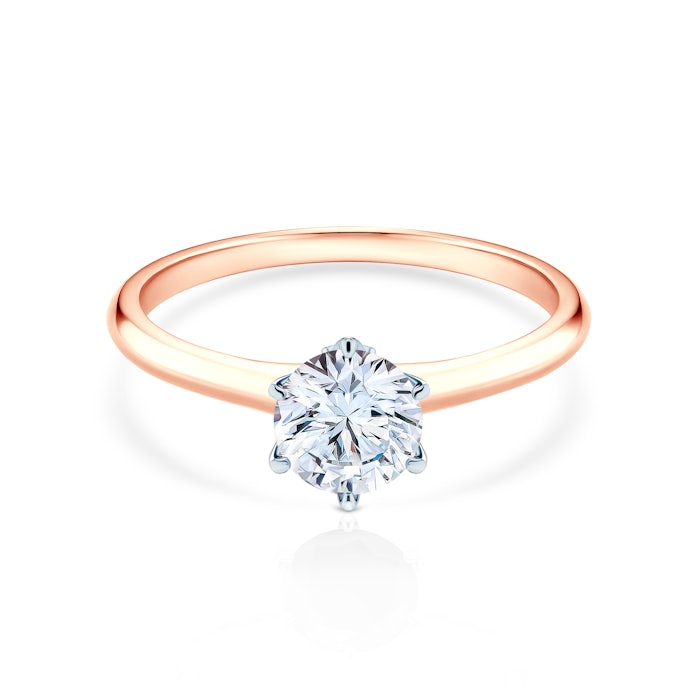 Inel de logodnă The Journey: aur bicolor, cu safir alb