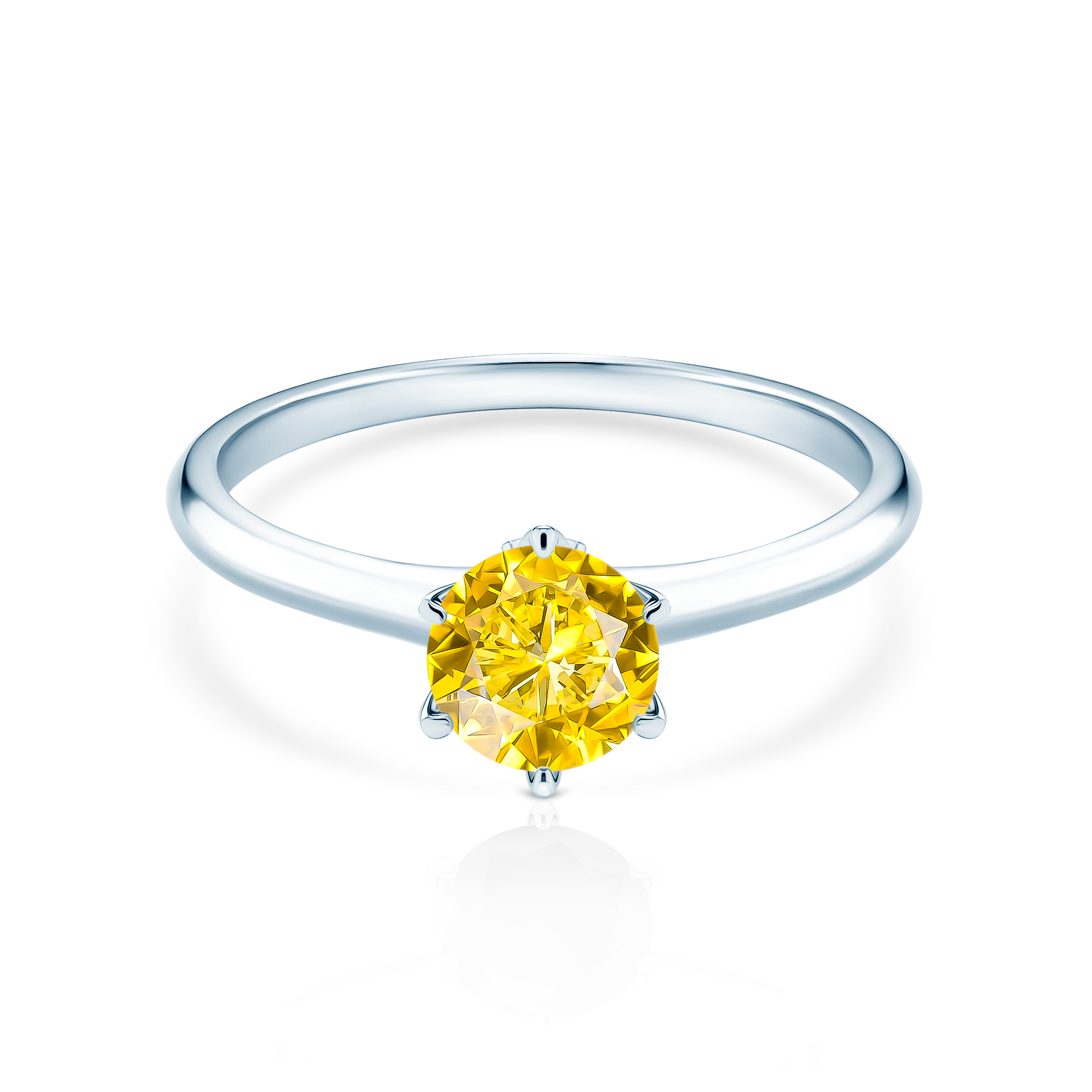 The Journey Collection | Solitaire Engagement Ring: white gold, yellow sapphire