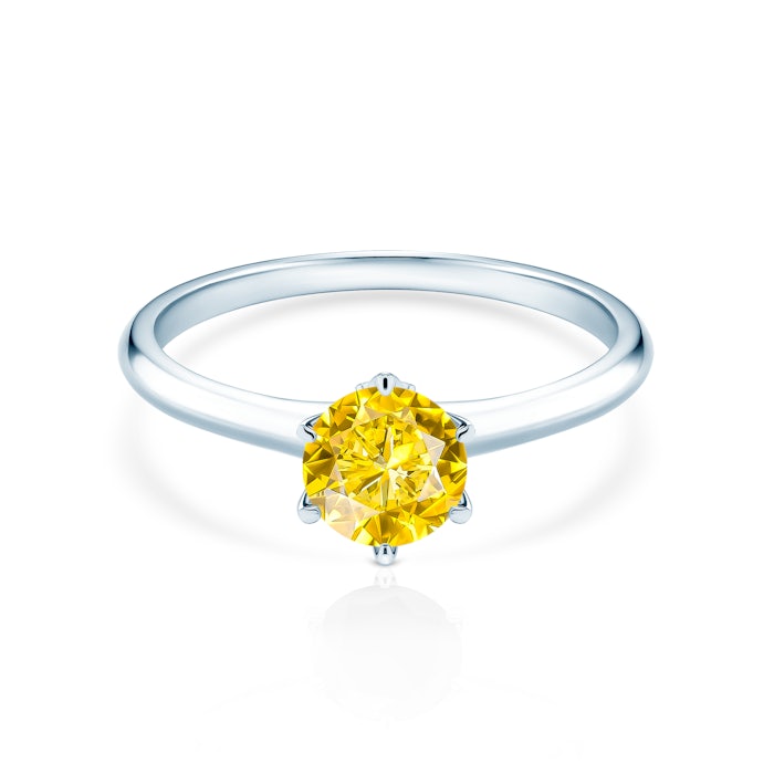 The Journey Collection | Solitaire Engagement Ring: white gold, yellow sapphire