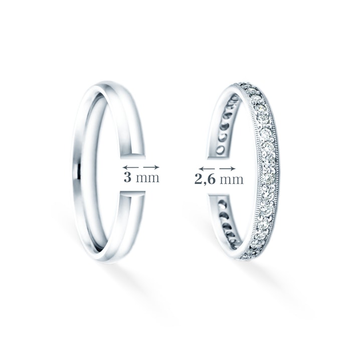 Esküvői karikagyűrűk: platina, félkarika, 3 mm