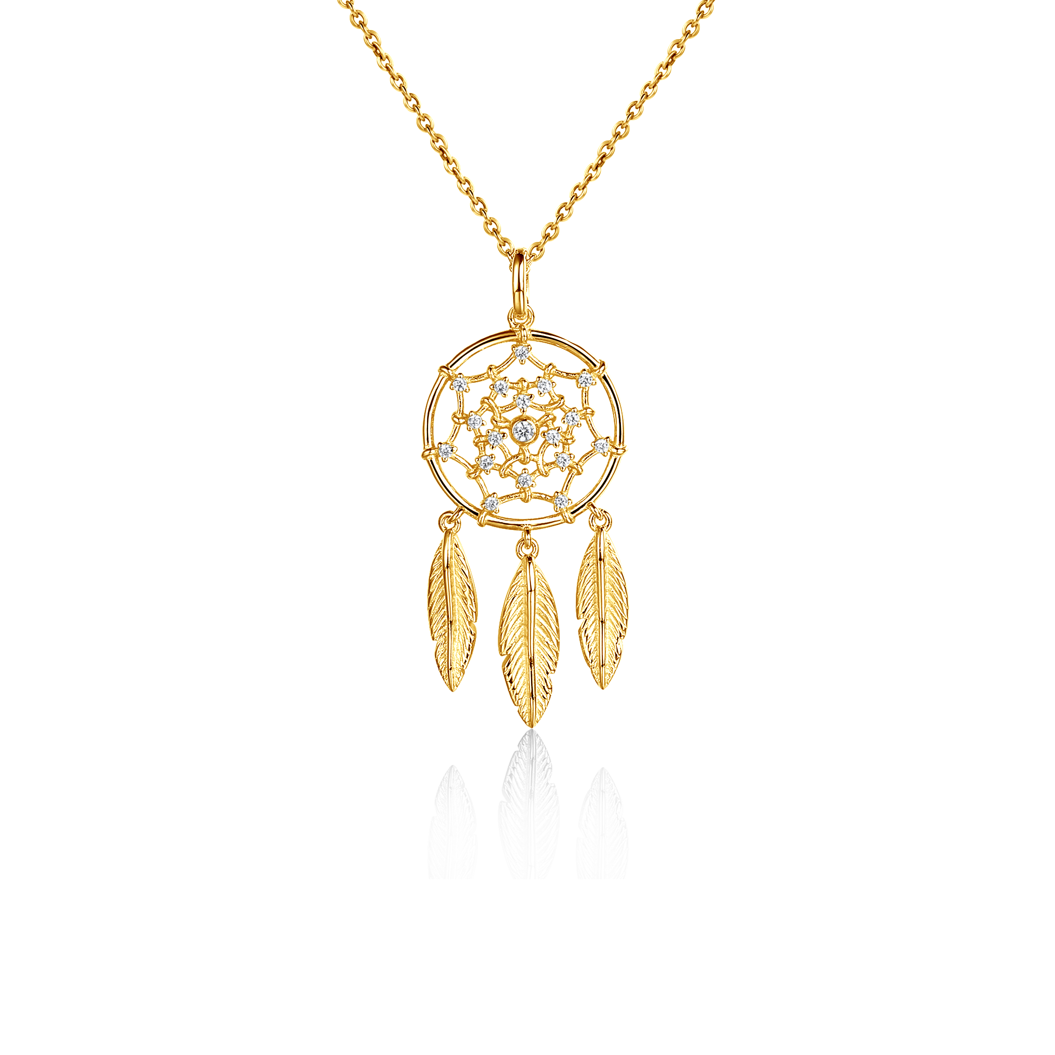 Halskette Kette mit Anhänger  Traumfänger Savicki: Silber Vergoldet, Zirkonia