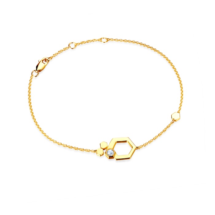 SAVICKI karkötő medállal - méhsejt: aranyozott ezüst cirkóniával